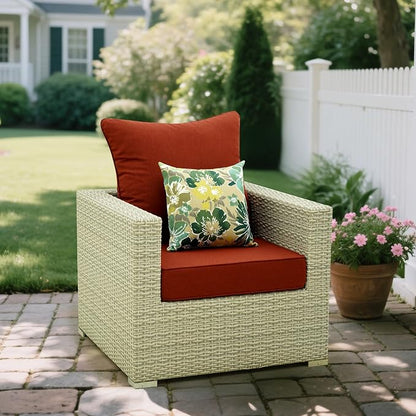 Deep Seat Patio Cushions Set 24 in x 24 in,Olefin Outdoor Seat Cushion,Patio Furniture Cushions with Removable Cover,Rain-Proof and Fade Resistant Deep Seat Bottom & Back Cushion, Set of 2