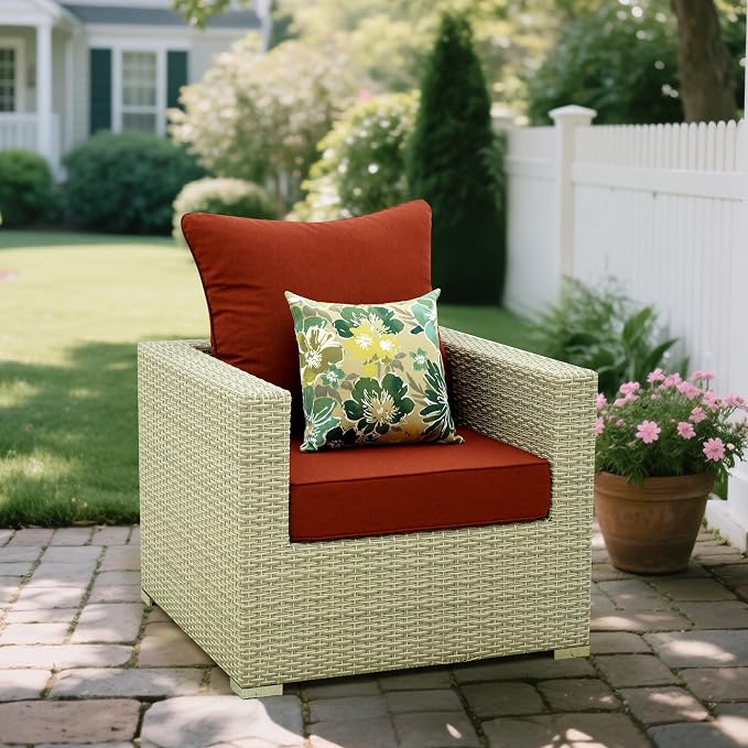 Deep Seat Patio Cushions Set 24 in x 24 in,Olefin Outdoor Seat Cushion,Patio Furniture Cushions with Removable Cover,Rain-Proof and Fade Resistant Deep Seat Bottom & Back Cushion, Set of 1