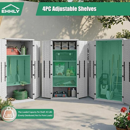 EHHLY Heavy Duty Tall Storage Cabinet Outdoor Weatherproof, 28 Cuft Garage Storage Cabinet with 4 Adjustable Shelves, Lockable Kitchen Pantry Closer Organizer, 31Wx23Lx66H, Polar White