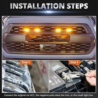 Car grille 4 pcs 6 LED Yellow Shell small yellow light Smoked Lens Raptor Auto Front grille modification LED decorative light Pickup haze warning light Car Accessories