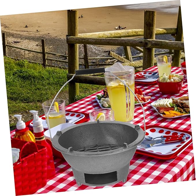Wakauto Portable Cast Iron Charcoal Grill Stove Tabletop Japanese Bbq Grill for Indoor and Outdoor Use Mini Portable Stove with Versatile Griddle for Charcoal Cooking Easy Operation for