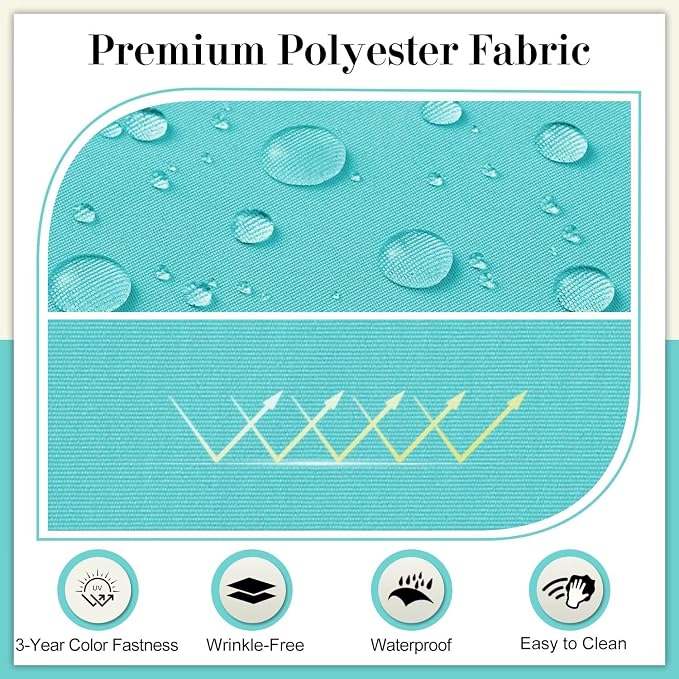 Cozyide Outdoor Chair Cushions, Waterproof Patio Seat Cushions with Adjustable Straps, Round Corner Patio Chair Cushions for Garden, Teal, 17x16x2 Inch (Pack of 4)