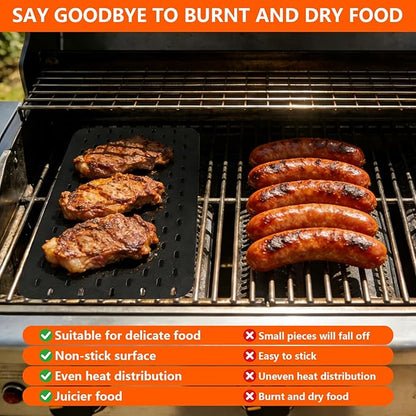 BAC772 Cast Iron Grill Sear Grate for Traeger, Weber, Charbroil, Pit Boss and Most Pellet, Gas & Charcoal Grills, Reversible Grill Grate Accessory, Non-Stick Grate Sear Marks, 18.25" x 11.5"