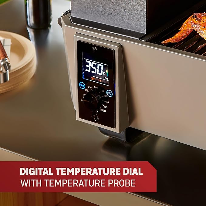 TYTUS Tabletop Pellet Smoker with 285 Sq. In Cooking Area between Main & Warming Rack, Digital Temp Dial, Electric Start with Porcelain Enameled Steel Grates, Portable & Compatible with Prep Cart