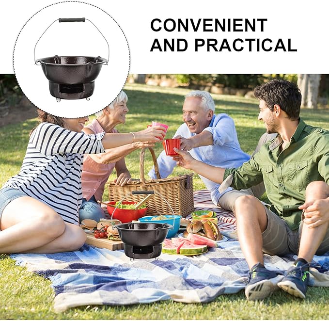 IMIKEYA Portable Charcoal Stove Barbecue Grill Outdoor Camping Supplies Coffee Color Cast Iron Heating Tea Stove