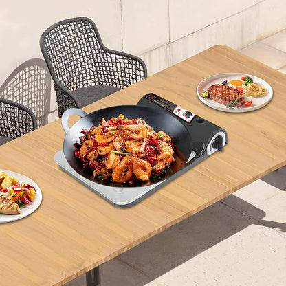 Black Butane Camping Stove with Storage Case, Portable Outdoor Camping Stove for Picnic Backpacking Backyard Cooking