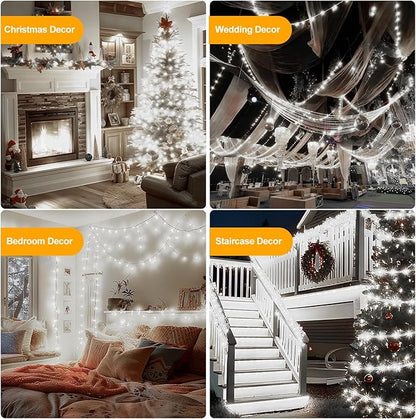 OGORI 200FT 800LED Fairy Lights Outdoor, Cool White Fairy String Lights 8 Modes Remote & Timer, IP67 Waterproof Fairy Tree Lights for Bedroom, Wedding, DIY, Centerpiece, Christmas Decorations