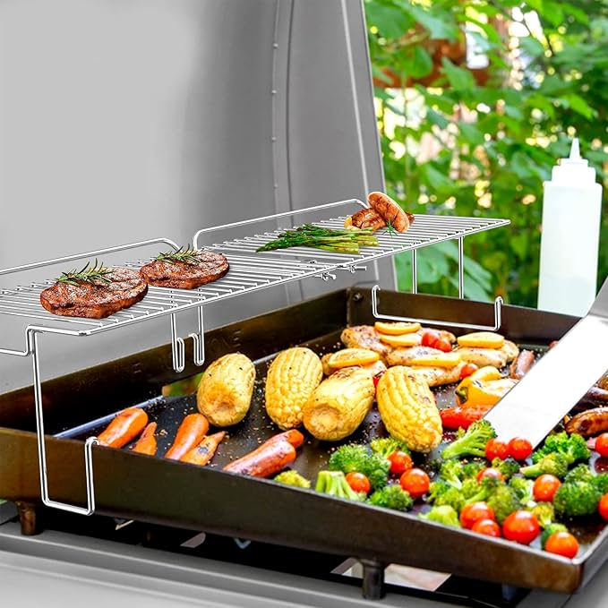 onlyfire Griddle Warming Rack for 28" Griddles, Keep Foods Warm and Create Extra Cooking Space