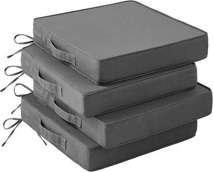 IASEAHK is Outdoor Cushions 4pcs Set, 19" x 19" x 3" Waterproof Outdoor Cushions for Patio Furniture, Outdoors Seat Cushions with Handle and Ties, Dark Grey