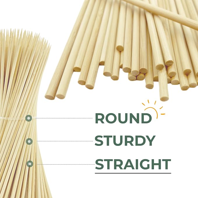 10" Bamboo Skewers (100PCS) for Grilling, Shish Kabobs, Wooden Sticks Φ=4mm | Perfect for BBQ, Appetizers, Fruits, Cocktail Picks, Chocolate Fountains, Food Skewers & Crafting. More Sizes 6"/8"/10"/12"