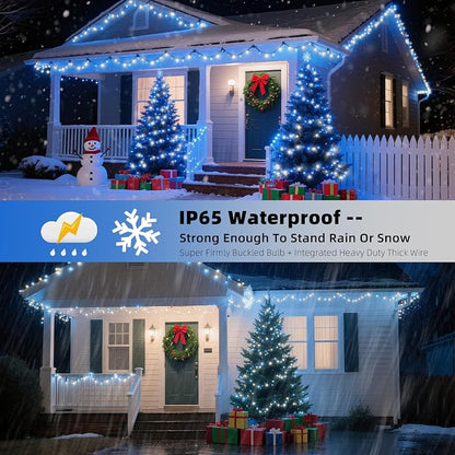 Christmas String Lights, 105ft 300 LED Christmas Lights | 8 Modes Memory Function & Timer- UL Certified Outdoor Indoor Christmas Fairy Lights for Tree, Garden, Party(Blue + White)