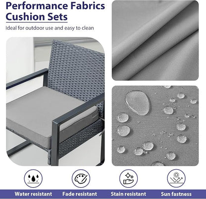 IPYNBAP Outdoor Chair Cushions Set of 4 -Waterproof Outdoor Seat Cushions for Patio Furniture, Patio Chair Cushion with Handle and Ties, Out Door Chair Pads,18.5x16x3-Square, Grey