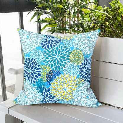 LVTXIII Outdoor Pillow Covers 20x20 Inch, 2 Pack Large Square Throw Pillow Cases, Fade-Resistant Cushion Covers for Patio Furniture Sofa, Garden Porch, Dahlia Blue