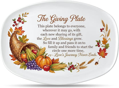 R HORSE Thanksgiving Melamine Platter Gift | The Giving Plate Reusable Serving Tray, Thanksgiving Serving Dish Plate for Turkey, Snack, Dessert, Dinner Party Supplies