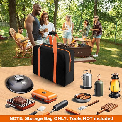 Cosmos BBQ Tool Storage Bag Grill Accessory Storage Bag Grill Utensil Carry Bag Grilling Hardware Tote Bag Container Foldable Grill Tool Replacement Bag for Outdoor Camping Barbecue, 18.1x5.1x13 Inch