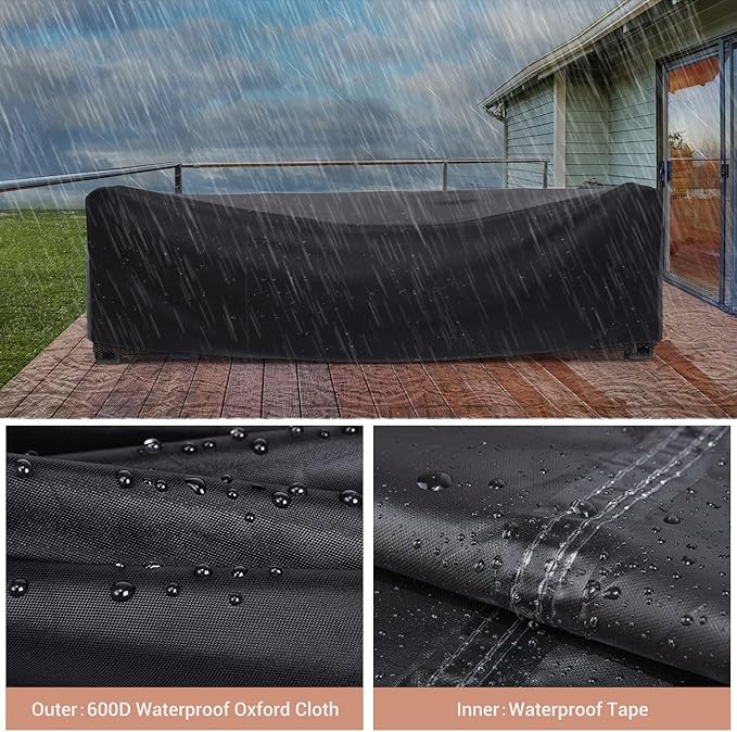 Patio Furniture Set Cover Waterproof, Mrrihand Outdoor Sectional Sofa Set Cover Heavy Duty 600D Table and Chair Set Cover 128" L×83" W×28" H
