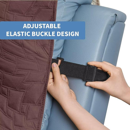CUCRAF Non Slip Quilted Sofa Cover, Water Resistant Slipcover Furniture Protector for 2 Cushion Sofa Pet Friendly, Washable Couch Cover with Adjustable Elastic Straps (Medium-XL Loveseat, Coffee)