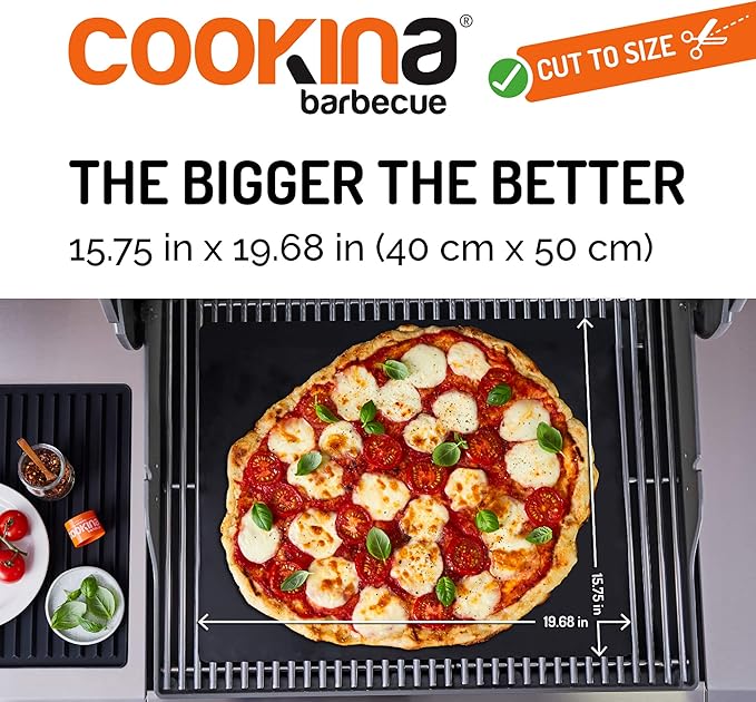COOKINA BBQ Reusable Mat-100% Non-Stick, Easy to Clean Grilling Sheet for Smokers, as Well as Gas, Charcoal and Electric Barbecues, Single Pack, Black