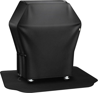 Grill Cover 32 Inch & Under Grill Mat,Grill Cover for Outdoor Waterproof Weather Resistant,UV & Fade Resistant, Compatible with Weber Nexgrill Charbroil Kenmore Gas Grill, Black