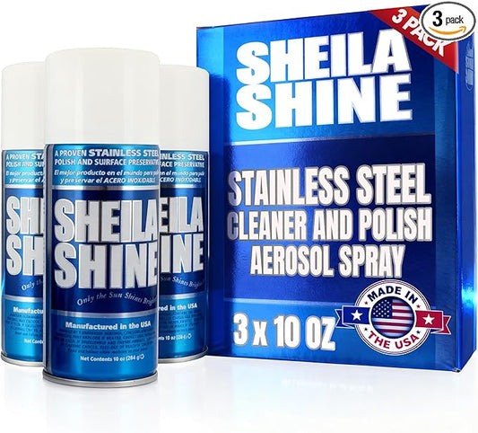 Sheila Shine 3 x 10oz Stainless Steel Cleaner and Polish - Removes Grease, Fingerprint & Watermark - Kitchen Appliances, Refrigerators, Sinks, Ovens & Grills - Stainless Steel Cleaning Spray