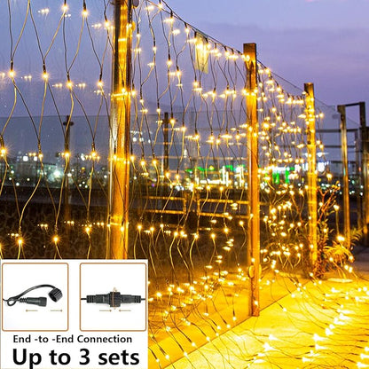 Joomer Christmas Net Lights - 12FT x 5FT 360 LED Plug-in Mesh Lights, Waterproof with 8 Modes, Timer, Connectable for Bushes, Trees, Garden, Outdoor Christmas Decor (Green Wire, Warm White)