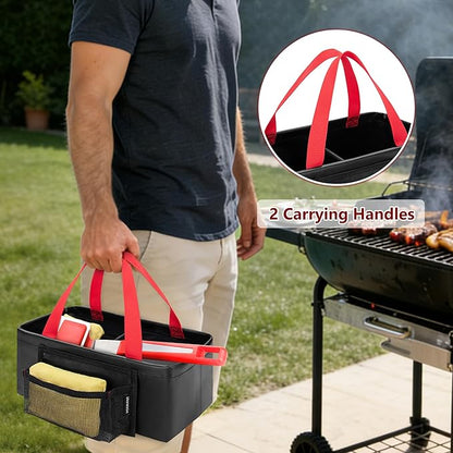 HODRANT Grill Rescue Dunk Tank with 2 Rooms, Waterproof Grill Brush Bristle Free with Front Pocket & Portable Handles, Collapsible Water Bucket BBQ Brush Cleaning Bag for Camping (Soak Basin Only)