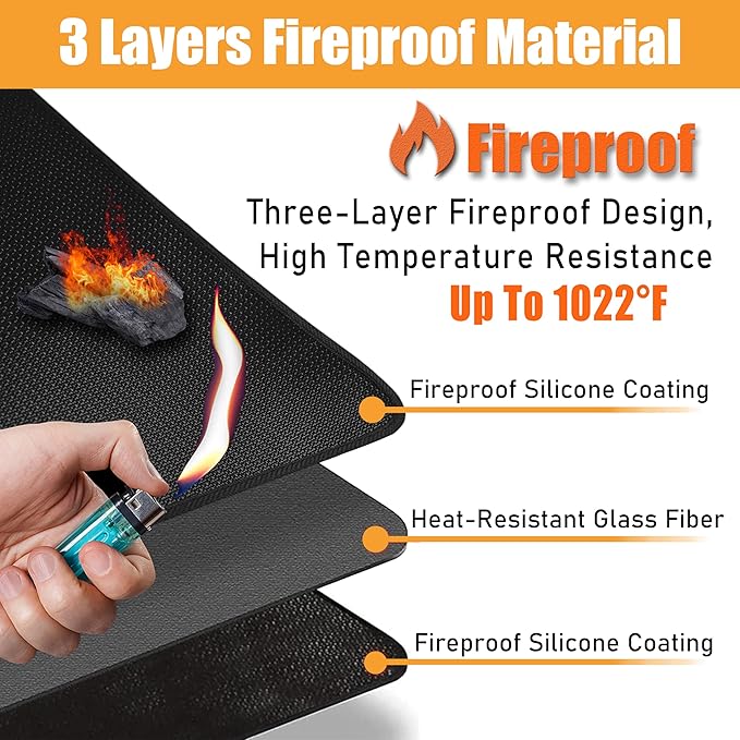 Heat Resistant Grill Mats for Outdoor Grill Compatible with Blackstone 17 & 22 Inch Griddle to Protect Your Prep Table and Outdoor Grill Table, Fire Proof & Water Proof & Oil Proof BBQ Mat