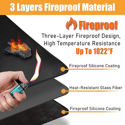 Heat Resistant Grill Mats for Outdoor Grill Compatible with Blackstone 17 & 22 Inch Griddle to Protect Your Prep Table and Outdoor Grill Table, Fire Proof & Water Proof & Oil Proof BBQ Mat