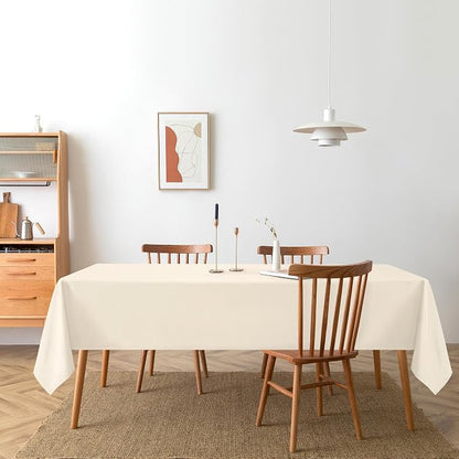 DWCN Rectangle Tablecloth - 60 x 84 Inch - Waterproof Stain and Wrinkle Resistant Washable Table Cloth, Decorative Fabric Table Cover for Kitchen Dining Room Party and Outdoor Use, Champagne