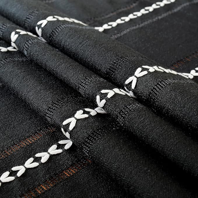 Chassic 60 x 120 inches Farmhouse Style Linen tablecloths, Wrinkle Resistant Washable Dining Room Table Cloths for 8 Foot Rectangle Tables - Hemstitch Black