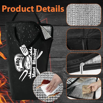 23 Pcs BBQ Blanket for Resting Meat 21" Smoker Meats Resting Bag Insulated Resting Bag with Wide Mouth Bear Paws Meat Claws Greaseproof Papers Reusable Smoker Grilling Accessories