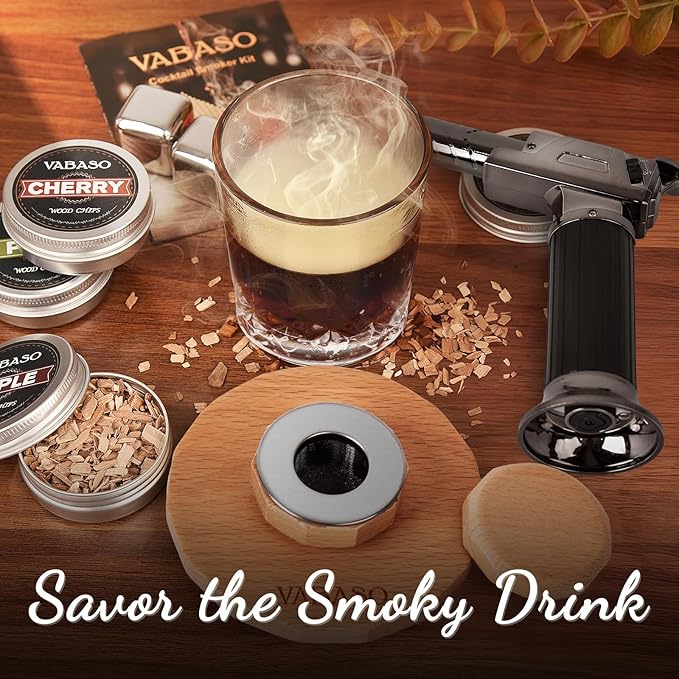 18PCS Whiskey Smoker Kit with Torch - 6 Flavors of Wood Chips, 2 Glasses, Ice Molds - Cocktail Smoker Kit, Old Fashioned Smoker Kit, Birthday Bourbon Whiskey Gifts for Men, Dad, Husband