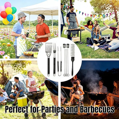 18-Piece BBQ Grill Tools Set, Heavy Duty Stainless Steel Grilling & BBQ Accessories, for Dad, for Mom, Birthday Gifts for Men, Outdoor Grill Kit with Storage Box