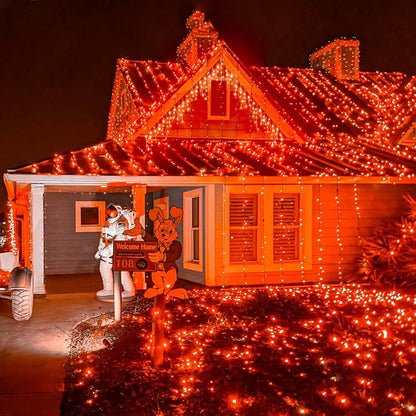weillsnow 500 LED Halloween String Lights,164 FT Twinkle Lights Waterproof | Orange, 8 Modes, Plug in, Timer & Memory Function, for Halloween Party Garden and Home Decor, Indoor&Outdoor Use
