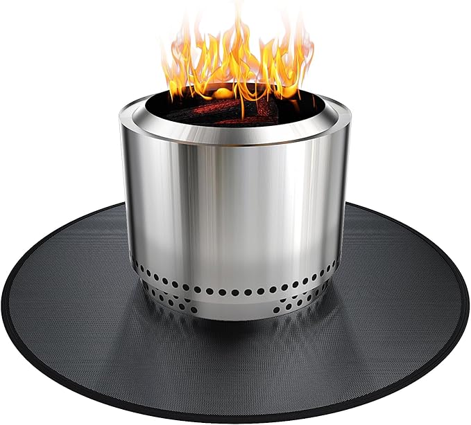 38" Fireproof Fire Pit Mat for Solo Stove Bonfire, 3-Layer Round Grill Mats for Outdoor Grill Deck Protector, Waterproof Pad for Solo Stove Accessories, BBQ Mat for Patio