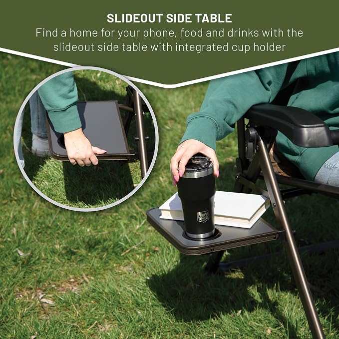 TIMBER RIDGE Zero Gravity Chairs, Folding Recliner Chair Padded with Cup Holder and Headrest, Adjustable Lounge Reclining Chair for Outdoor Camping Lawn Patio Indoor, Supports 350lbs, Brown | Padded Foldable Lounger with Sliding Headrest and Cup Holder...