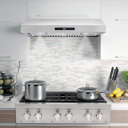 COSMO UMC30 30 in. Haven Collection 380 CFM Ducted Under Cabinet Range Hood, LED Lights, Touch Controls, Stainless Steel