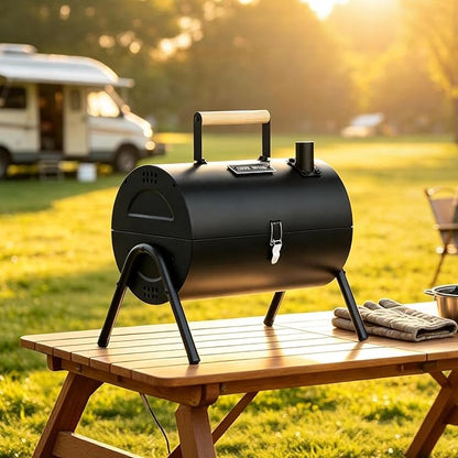 KEYO GRILL Portable Charcoal Grill, 2 IN 1 Double-Sided Small Tabletop Barbecue Grill with Enameled Baking Dish, Heavy Duty small charcoal grill for Outdoor Camping BBQ Grilling Backyard Party Cooking