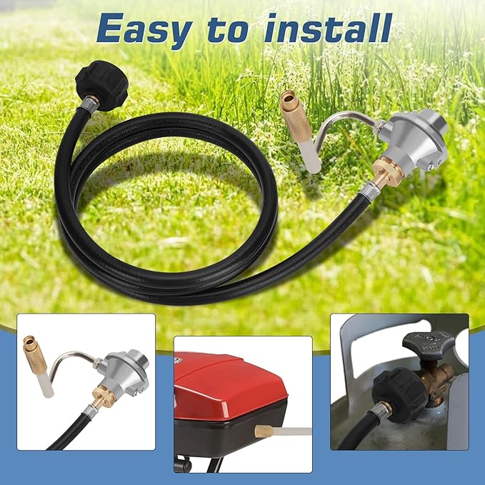 Grill Regulator for Coleman Roadtrip Grill with 5 Feet Propane Adapter Hose, Perfectly Replacement C001, 5010000743, for Roadtrip LXE, Le, Lx, LXX Grills,Coleman Grill 9949 Series,9942A5251,Etc