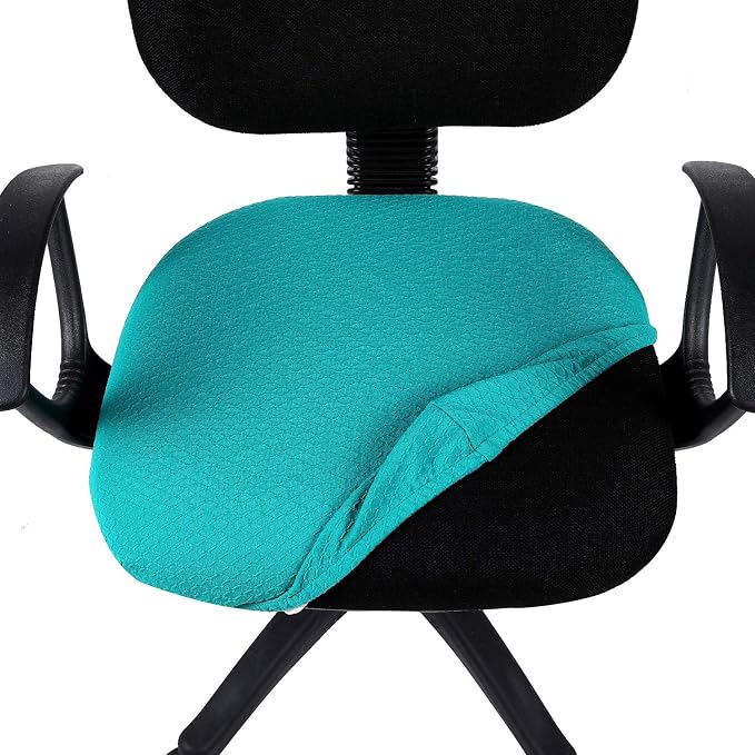Smiry Office Computer Chair Seat Covers for Desk, Anti-dust Protector | Stretch Jacquard Removable Washable Desk Chair Seat Cushion Protectors, Peacock Green