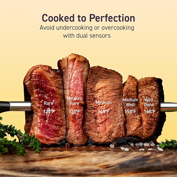 COSORI Wireless Meat Thermometer Digital, Bluetooth Food Thermometer for Grill, Smoker, Oven, Air Fryer for Turkey, Chicken, Steak, Gifts for Men, 90+ Recipes in Free App