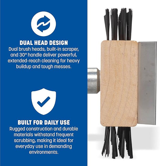 SPARTA 4002600 Stainless Steel Grill Brush, Grill Scraper With Long Handle For Commercial Cleaning, Kitchens, Restaurants, Bathrooms, 30 Inches, Brown, (Pack of 6)