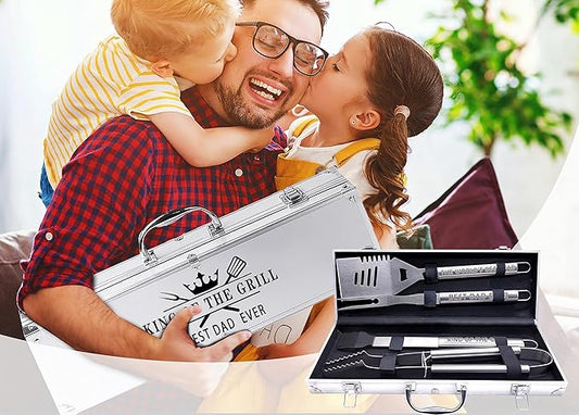 Bonsai Tree Fathers Day Dad Gifts from Daughter, Gifts for Dad, Best Dads Ever Gift for Birthday - Cool Grilling BBQ Present for Father from Son - Daddy Stainless Steel Metal Tool Heavy Duty Set 4