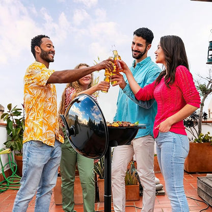 Electric Grill Outdoor, Techwood 2-in-1 Electric BBQ Grill, 1750W Portable Removable Stand Grill with Adjustable Heat & Drip Tray, Adjustable Heat for Party, Patio & Backyard, Stand/Tabletop Options