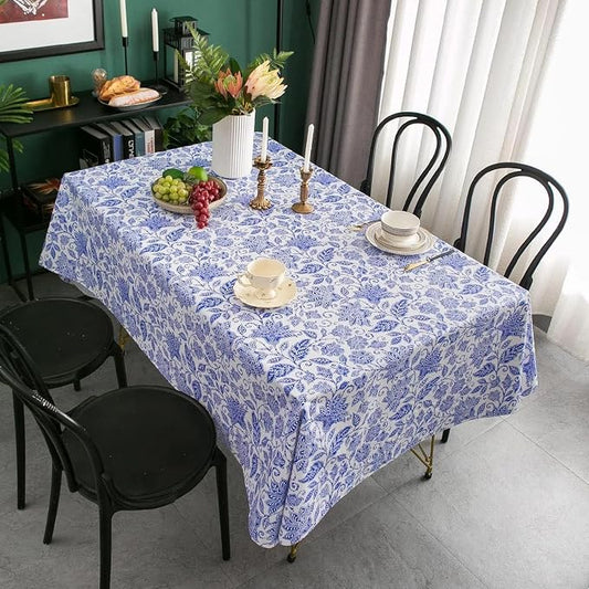 LIBERECOO Heavy Duty Vinyl Tablecloth with Flannel Backing Waterproof Oil-Proof Plastic Table Cloth Stain-Resistant Wipeable Rectangle or Square Table Cover for Indoor and Outdoor 60 x 102 Inch