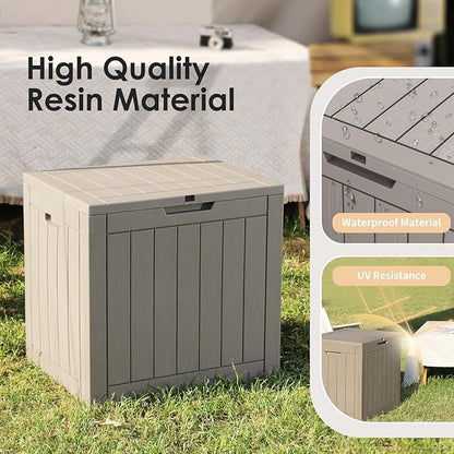 Resin Deck Box - 36 Gallon Lockable Outdoor Storage, Water-Resistant Indoor/Outdoor Bin for Package Delivery, Patio Cushions, Gardening Tools
