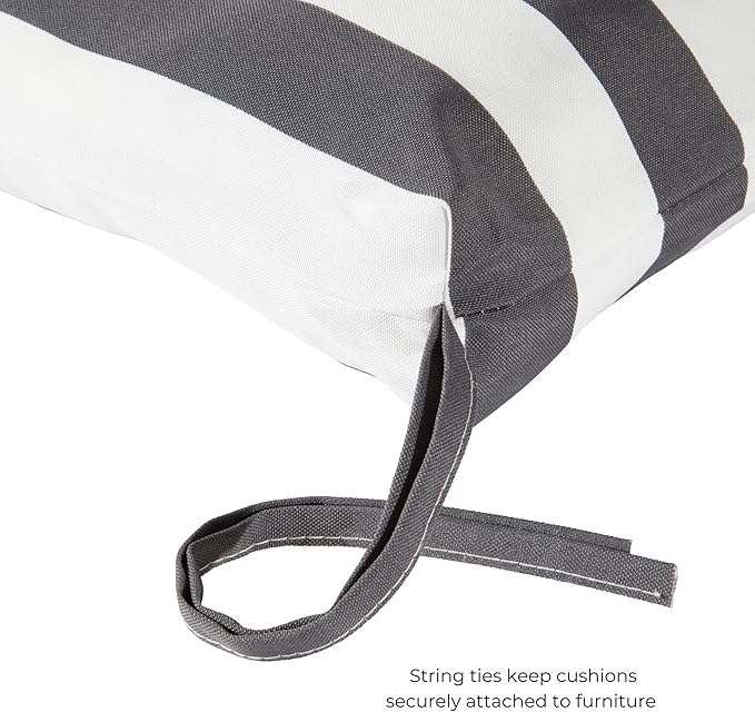 Modern Outdoor Chaise Lounge Cushion with Ties – Durable Polyester Fabric, Channel-Filled Polyfiber Insert, Removable Zippered Cover, Canopy Stripe Gray