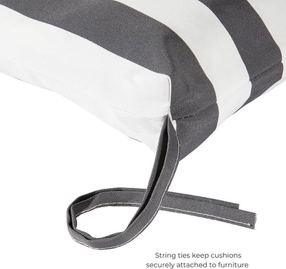 Modern Outdoor Chaise Lounge Cushion with Ties – Durable Polyester Fabric, Channel-Filled Polyfiber Insert, Removable Zippered Cover, Canopy Stripe Gray