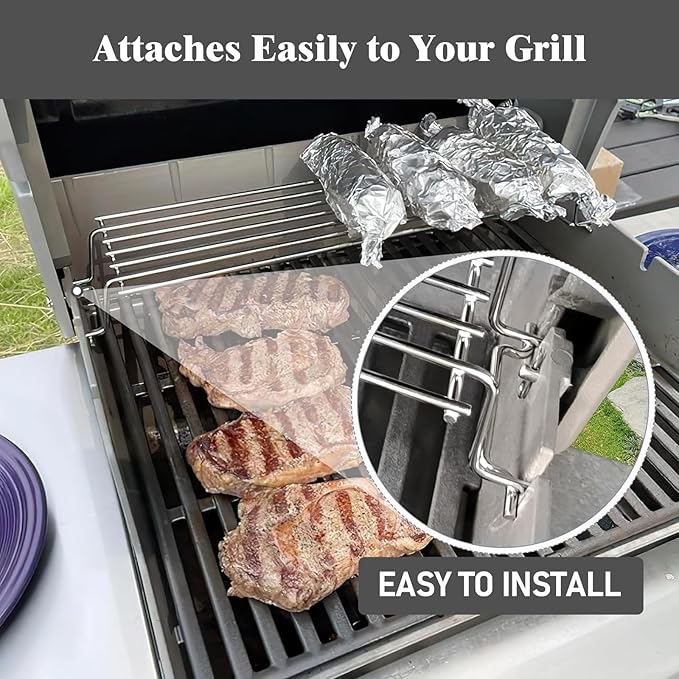 Uniflasy 25" Stainless Steel Warming Rack for Weber Spirit 300, Grill Parts for Weber Spirit 2 300 Series Grills with Front Control Knobs, Replacement Part for 7641