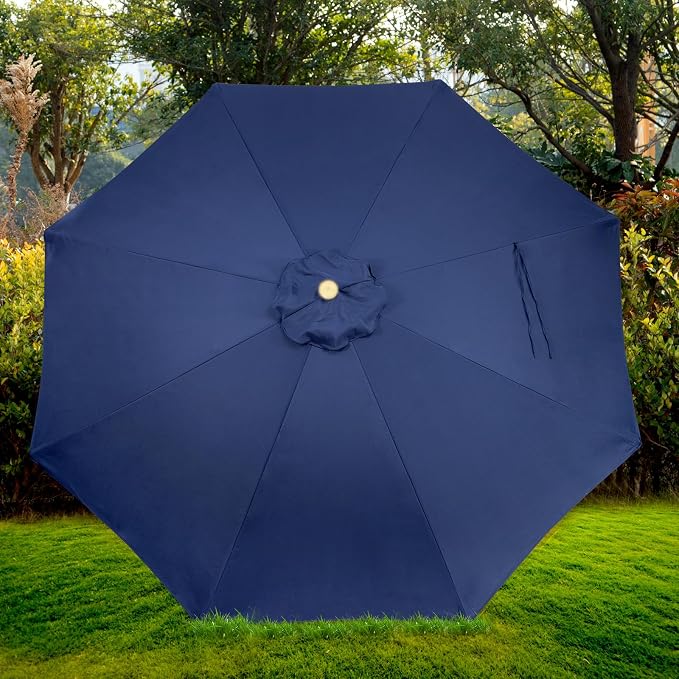 9ft Wooden Umbrella, Outdoor Patio Umbrella, Wood Market Umbrella, Patio Umbrella Wood Pole with Pulley Lift for Garden, Yard, Deck, Pool, Market